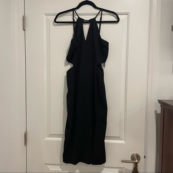 NWT AQUA Midi Length Keyhole Little Black Dress - Picture 2 of 6